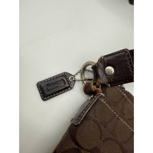 COACH Brown Fabric Coach Logo Print Mini Crossbody Shoulder Bag - Picture 8 of 10